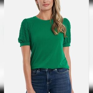 CeCe Green Puff Sleeve Blouse